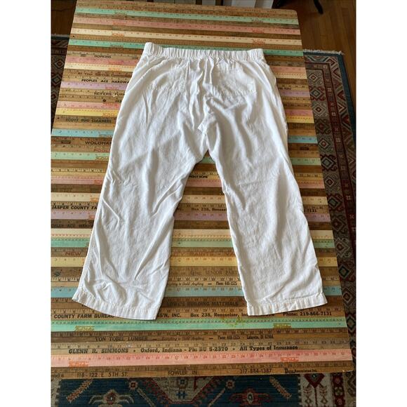 Per Se Pants XL Linen Blend White Wide Leg Elastic Waist Pull On Coastal Boho - Picture 3 of 9
